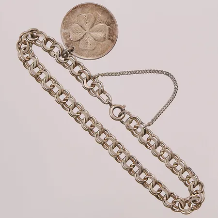 Armband Bismarck, 18cm, bredd:6mm, graverad berlock, 830/1000 Silver 13,4g.