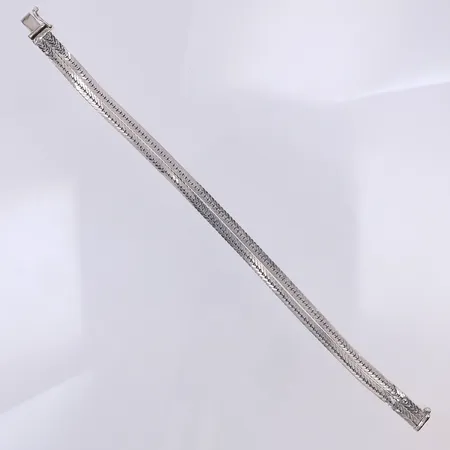 Armband, två-radigt, 18,5cm, bredd 7mm, 835/1000 silver Vikt: 14 g
