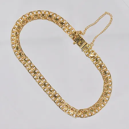 Armband X-länk, 19,5cm, bredd ca 6mm, säkerhetskedja, 18K Vikt: 14,6 g