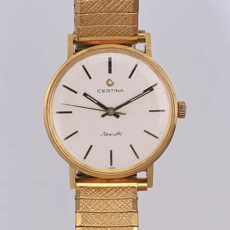 Herrur, Certina, Newart, Ø34mm, quartz, gravyr, 18K, står still, flexarmband Vikt: 0 g