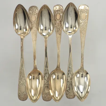6 Kaffeskedar, längd 13,3cm, 800/1000 silver  Vikt: 58,9 g