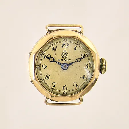 Damur Exakt, 18K, manuell, boett-nr: 1419001, plexiglas, skadad urtavla, repig, saknar armband