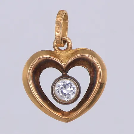 Hänge, hjärta, vit sten, 16mm, 18K Vikt: 1 g
