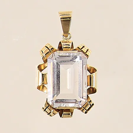 Hänge med vit sten, 28x15,4mm, 18K Vikt: 3,3 g