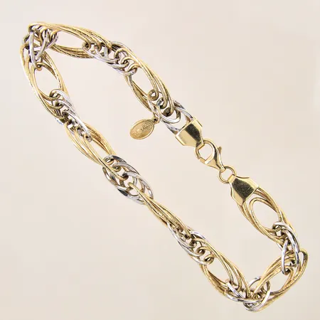 Armband med en berlock, längd 20,5cm, bredd 8,7mm, tvåfärgat, 14K Vikt: 8,1 g