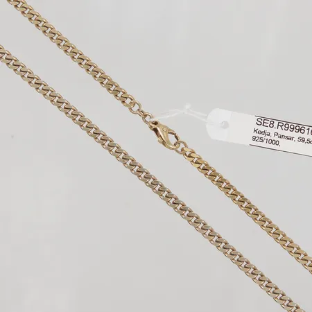 Kedja, Pansar, 59,5cm, bredd 4mm, förgyllt silver 925/1000,  Vikt: 34 g