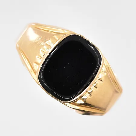 Klackring med svart platta, stl 20¼, skev skena, 18K Vikt: 2,8 g