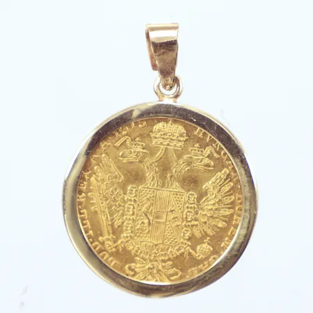 Guldmynt 1 Dukat Österike, 3,6gr, ram 18k 0,9gr, totalt Vikt: 4,5 g