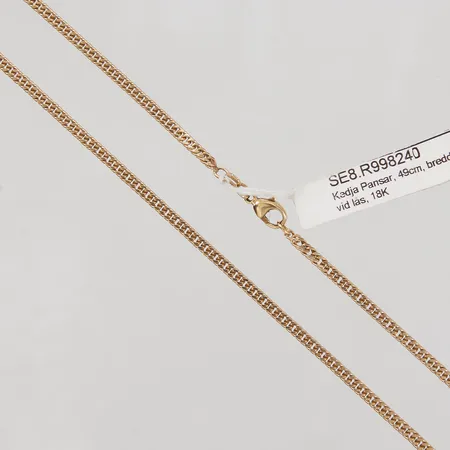 Kedja Pansar, 49cm, bredd 2,9mm, GFAB, lödning vid lås, 18K Vikt: 15 g