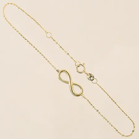 Armband med evighetssymbol, längd 17-19cm, bredd 1-6mm, GHA, 18K Vikt: 1 g