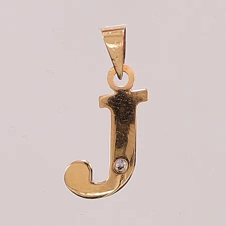 Hänge "J", diamant ca 0,01ct, 14mm, 18K 0,3g.