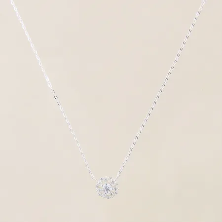 Collier med integrerat hänge med vita stenar, längd 42-45cm, bredd 1-9mm, GHA, silver 925/1000 Vikt: 2 g