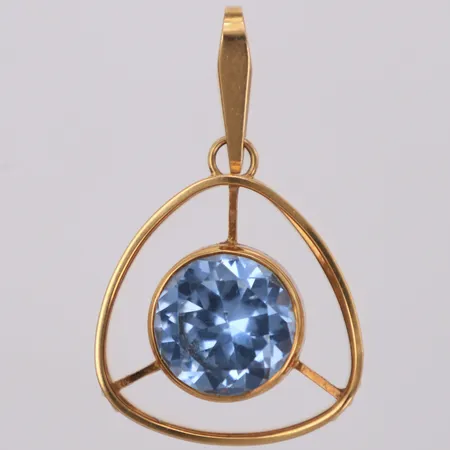 Hänge med ljusblå sten, längd 43,1mm, bredd 3,3-25,3mm, Ceson Guldvaru Ab, 18K Vikt: 6,5 g