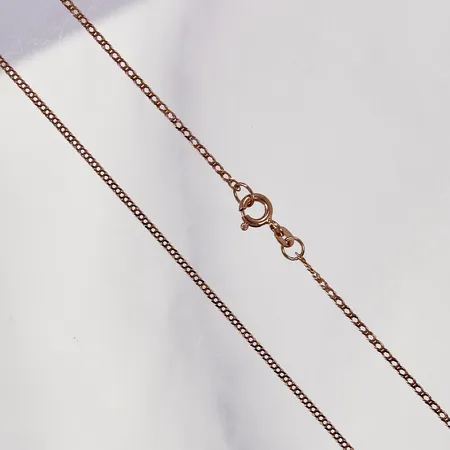 Kedja, dubbelpansar, längd: ca 61cm, bredd: ca 1,5mm, rödguld, 14K  Vikt: 2,8 g