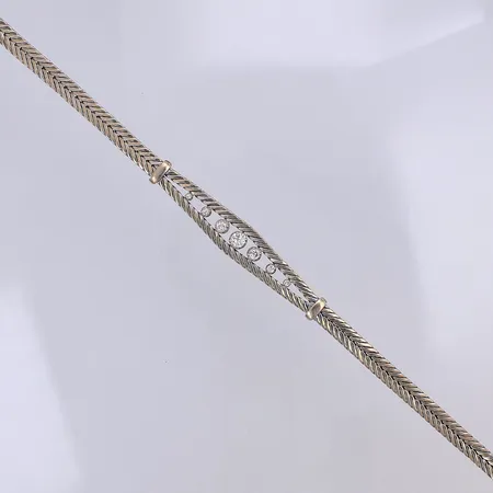 Armband, Fiskben, diamanter ca 0,42ctv, 18,5cm, bredd 5-10mm, importstämpel, 18K Vikt: 19,4 g