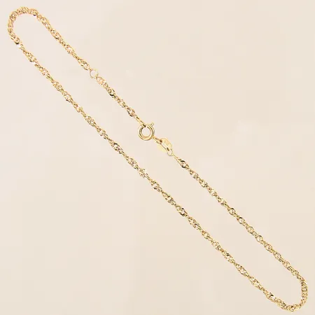 Vristlänk Singapore, längd 23-25cm, bredd 2mm, GHA, 18K Vikt: 2,2 g