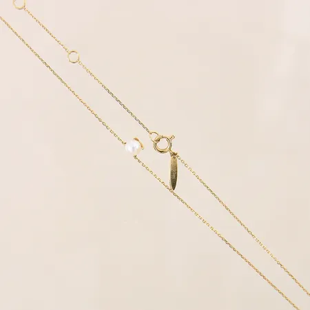 Kedja Ankar med integrerat hänge, odlad akoya pärla, längd: 0,5-4,2mm, Biverståhl, 18K  Vikt: 1,5 g