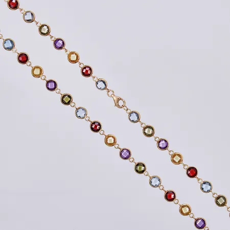 Collier med Kubisk Zirkonia i flera färger, längd ca 41,5cm, bredd ca 5mm, 18K Vikt: 11,3 g