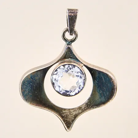 Hänge med vit sten, 30x24mm, silver 925/1000 Vikt: 2,3 g