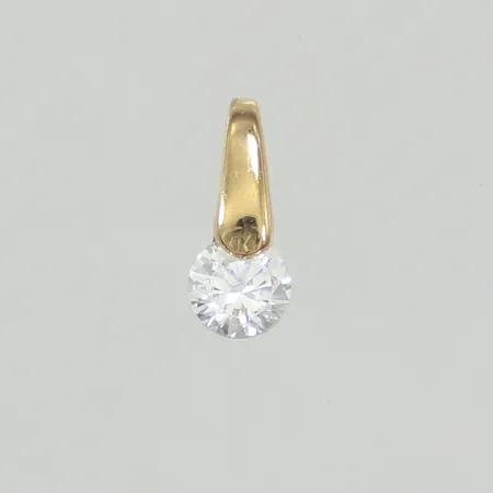 Hänge vit sten, längd 8,3mm, bredd 3,5mm, 14K  Vikt: 0,4 g