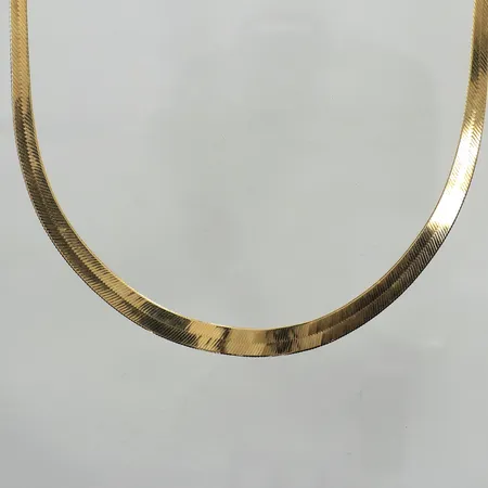  Collier, längd 44cm, bredd ca 4-6mm, ojämn länk, Italy, 14K Vikt: 7 g