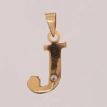 Hänge "J", diamant ca 0,01ct, 14mm, 18K 0,3g.