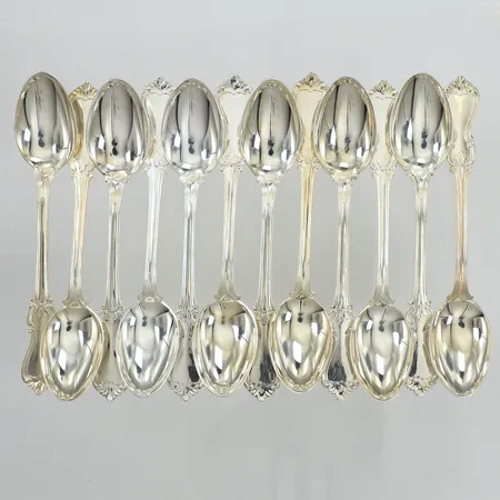 Tolv kaffeskedar, modell Olga, längd 11,5cm, GAB, 830/1000 silver  Vikt: 143,7 g