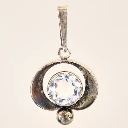 Hänge med vit sten, 36x21mm, silver 925/1000 Vikt: 3 g