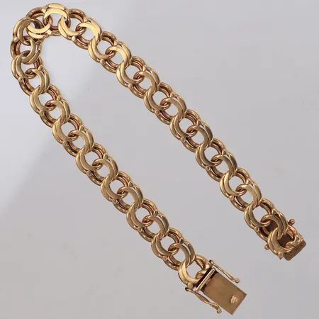 Armband Bismarck, 19cm, bredd 10mm, Hallberg Guldvarufabrik Köping år 1964, 18K  Vikt: 24,6 g