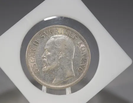 1 silvermynt Oskar II 1907 2kr, 41615:2/2013 Vikt: 14,9 g
