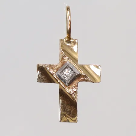 Hänge Kors tvåfärgat med 1xca0,02ct 18K  Vikt: 0,9 g