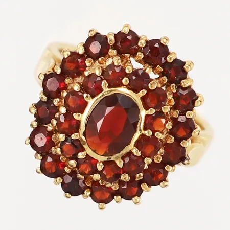 Ring med granater, stl 17¾, bredd: 3,2-10,9mm, GHA, förgylld silver 925/1000 Vikt: 6,7 g