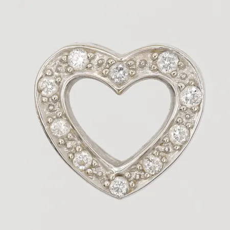 Hänge med diamanter 10xca0,02ct, hjärta, Ø14mm, vitguld, 18K Vikt: 2,4 g