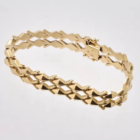 Armband i 18K guld, 20cm, Korridir, bredd 14mm, kattfot, vikt 20,61g.