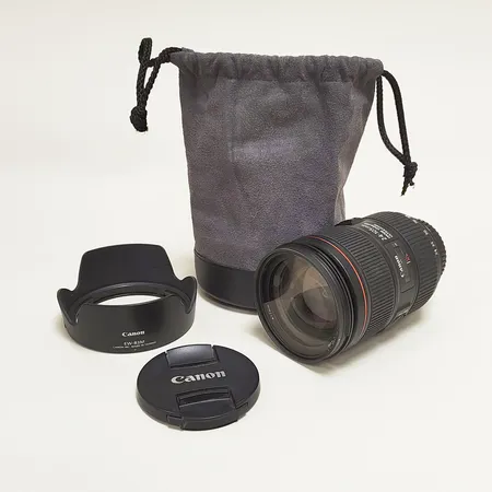 Objektiv Canon EF L II USM, 24-105mm, f1:4, snr: 7420004777, mindre slitage, skyddslock, tygfodral.  Skickas med postpaket.