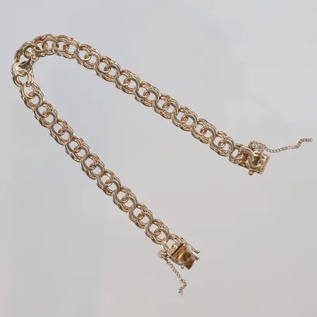 Armband Bismarck, längd ca 16cm, bredd 5mm, säkerhetskedja, 18K Vikt: 11,3 g