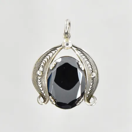 Hänge med hematit, längd 28 mm, bredd 23 mm, Sorrento, silver. Vikt: 5 g