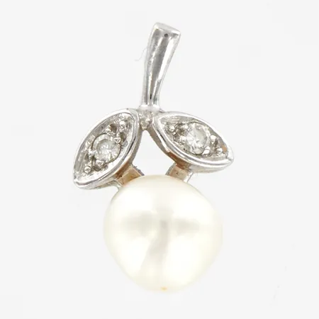 Hänge vitguld med pärla, diamanter 2x0,01ct, ca 13mm, 18K Vikt: 1,1 g