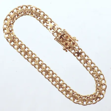 Armband X-länk, längd 18,5cm, bredd 6,9mm, kistlås, Ädelsmycken Aktiebolag, år1962, 18K Vikt: 14,2 g