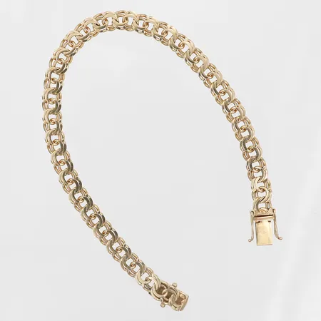 Armband, Bismarck, längd: 19,5 cm, bredd: 6 mm, 18K guld. Vikt: 14 g