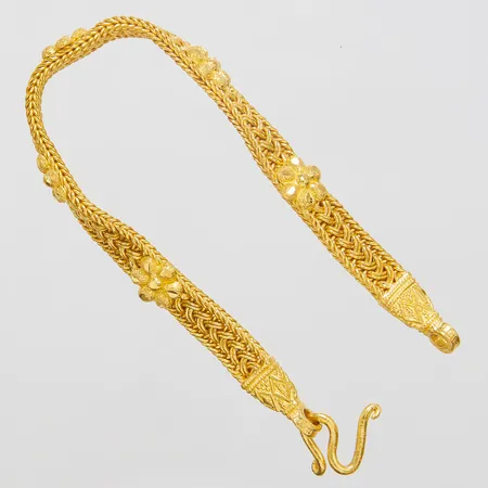 Armband, längd: 18cm, bredd: 7mm, lås något skevt, Thaiguld, 23K Vikt: 30,3 g