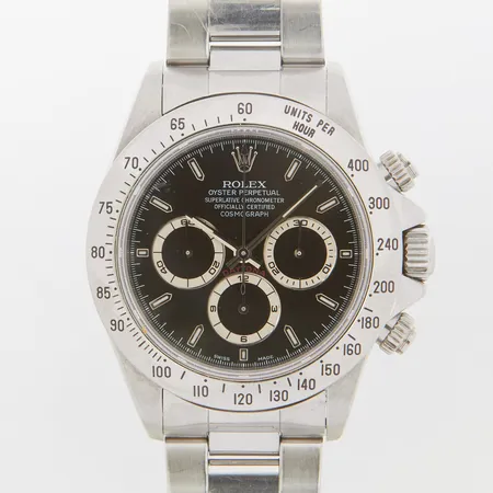 Herrur Rolex Oyster perpetual cosmograph Daytona, stål, automatisk, 39mm, ref: 16520, snr: T732079 ca 1996, Cal. 4030, verknr: 121963, boettnr: 16500,  safirglas, kronograf, oysterlänk, ref: 78390, viklås, extra länkbit, certifikat daterat 8 April 1997, box ej tidsenlig. Vikt: 0 g