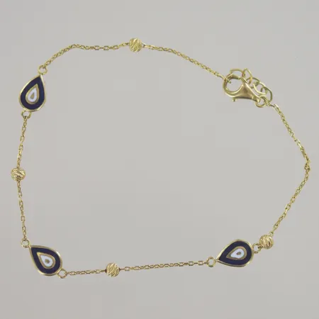 Armband med emaljer, längd justerbar 18-19,5 cm, 21K Vikt: 2,6 g