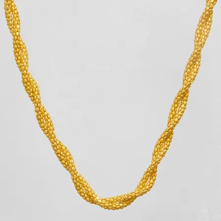 Collier, vriden design, längd: 42cm, bredd: 6,5mm, Thaiguld, 2 Baht, 23K Vikt: 30,4 g