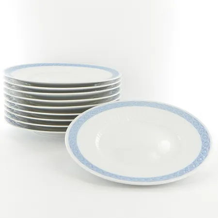 10 Assietter, Ø22,5cm, Blå Vifte, design av Arnold Krogh för Royal Copenhagen, modellnummer 621