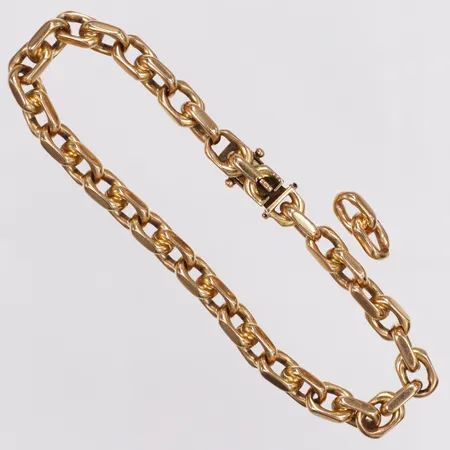 Armband, Ankar, längd 20cm, bredd 6,3mm, extra länk, Rosengren Guldsmedsverkstad Lars, år 1972, saknar låsåttor, 18K  Vikt: 37,3 g