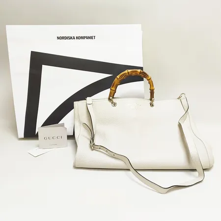 Väska Gucci Bamboo Shopper Large Tote, läder, mått 40 x 29,5 x 16,5cm, modell 323658, avtagbar axelrem, mindre fläckar invändigt samt utvändigt, inga tillbehör.  