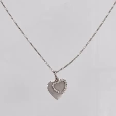 Collier, Ankar, hjärtan med vita stenar, längd 40/43cm, bredd 1,5mm, GHA, 925/1000 sillver Vikt: 4,3 g