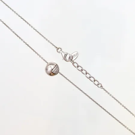 Kedja Ankar, integrerat hänge med vita stenar Ø11mm, 46,5cm, bredd: 1mm, Esprit, silver 925/1000 Vikt: 6,1 g