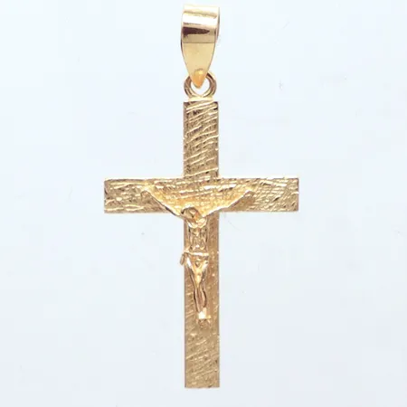 Kors krusifix, längd 5cm, bredd 25,6mm, fint skick, 18K Vikt: 9,7 g